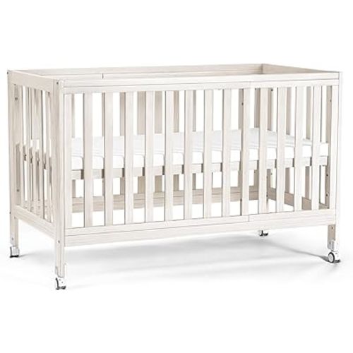 EvoNest Baby Crib, 11 in 1 Convertible Standard Full Size Crib with Wheels, 100% New Zealand Pinewood Growing Bed, 4 Adjustable Mattress Heights
