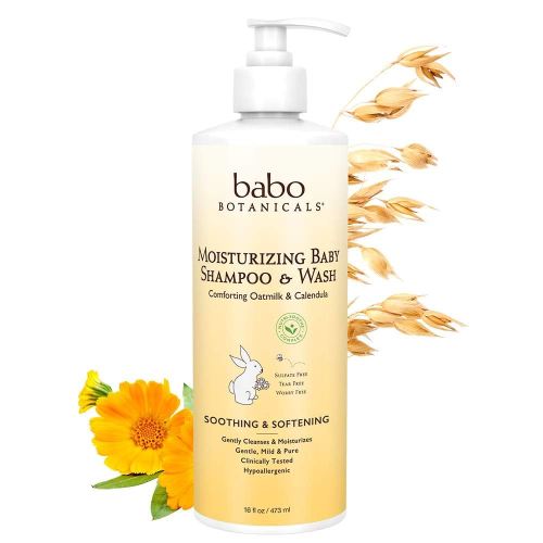 Babo Botanicals Moisturizing Baby Shampoo and Wash Oat Milk Calendula,16 Fl Oz (Pack of 1)
