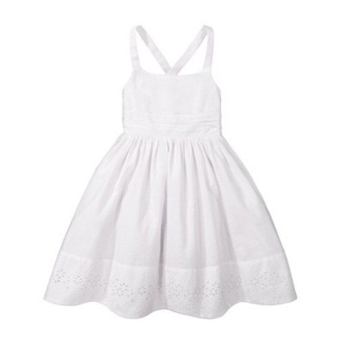 Hope & Henry Girls' Sleeveless Special Occasion Sun Dress with Bow Back Detail and Embroidery, Infant, Color: White, Size: 6-12 months