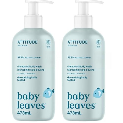 ATTITUDE 2-in-1 Shampoo and Body Wash for Baby, EWG Verified, Dermatologically Tested, Vegan, Good Night, 16 Fl Oz (Pack of 2)