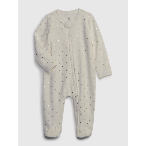 Baby First Favorites Velour One-Piece in ivory frost, size: 0-3 M