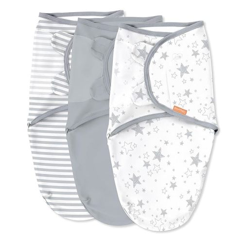 SwaddleMe by Ingenuity Original Swaddle, 100% Cotton, Improves Sleep & Calms Startle Reflex, 0-3 Months, 3-Pack - Twinkle Twinkle
