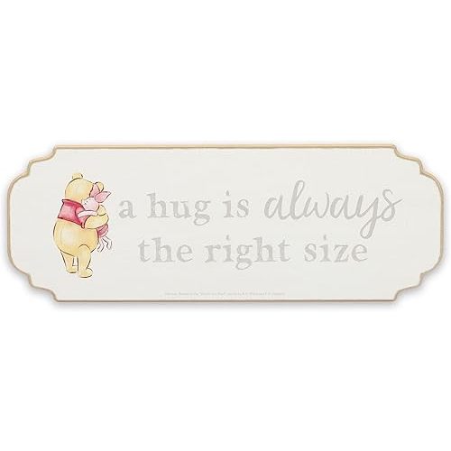 Disney Winnie the Pooh A Hug Is Always the Right Size Wood Wall Decor - Adorable Winnie the Pooh Sign for Home Decorating