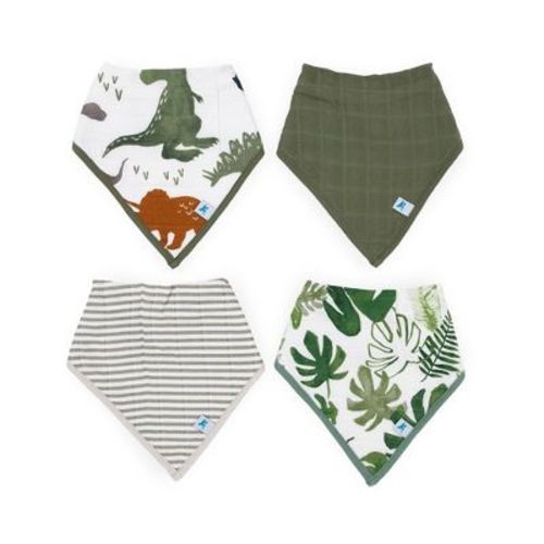 Little Unicorn Cotton Muslin Bandana Bib - Taupe Cross - 4pk