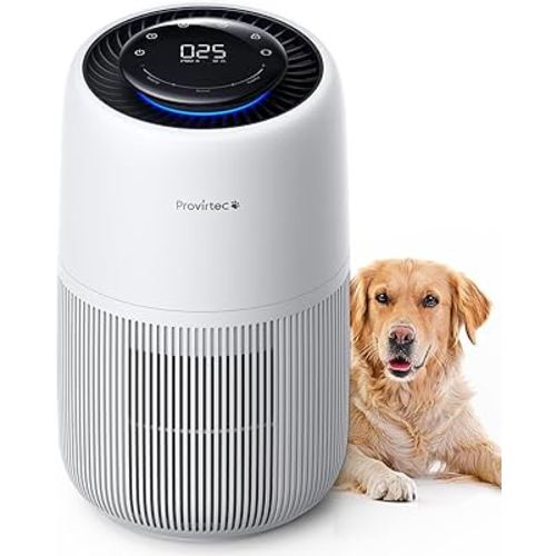 Air Purifiers for Home Pets, Effectively Filter Pet Hair Odor Dander Allergies, Enhanced Activated Carbon, 360° Grille Air Intake, 5-Stage H13 True HEPA Filter with PM2.5 Monitor & Auto Mode