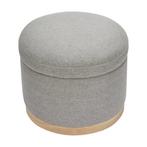 Babyletto Naka Storage Ottoman with Light Wood Base - Greenguard Gold Certified, Color: Performance Gray
