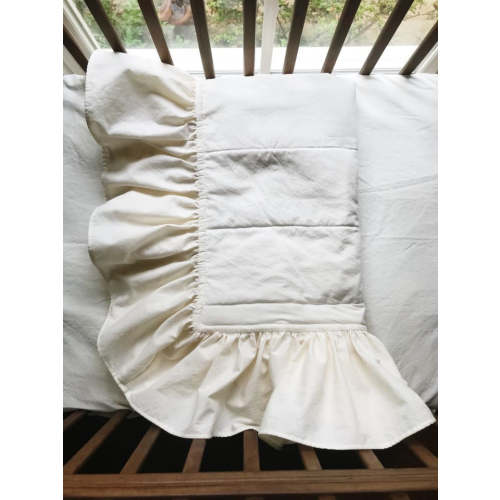Ivory Ruffled Handmade Baby Quilt | High Cotton Textile