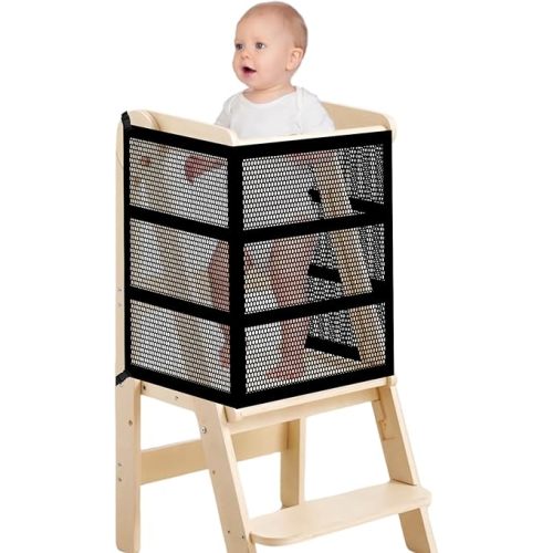 Rainmae Toddler Learning Tower Safety Net, Safety Net Guard for Toddlers Tower, Step Tool Toddlers Tower Net with Four Sided Protection, Safety Netting for Kids Play, Enhanced Safety and Convenience
