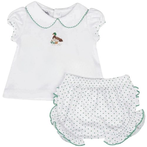 Magnolia Baby Embroidered Collared Ruffle Diaper Cover Mallard Pond