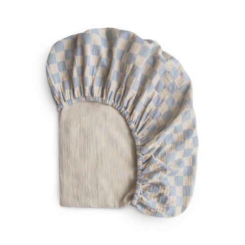 Extra Soft Muslin Crib Sheet Blue Check One Size
