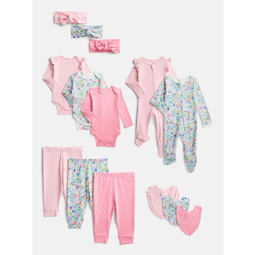 Wonder Nation Organic Cotton Baby Gender Girl Layette Gift Set, Sizes Newborn - 9 Months, 14-Piece