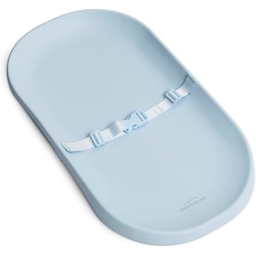 Dream On Me Lotti Love Baby Changing Pad, Waterproof, Contoured Design with Safety Strap, Soft Wipe-Clean Surface, Secure Nursery Changing Pad, Raindrop Blue