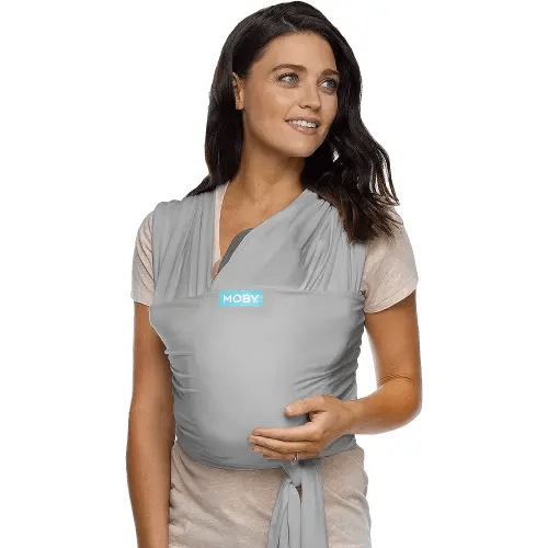 Moby Baby Wrap Carrier Classic for Newborns to Toddlers (8-33lbs), Infant Sling Carrier, Lightweight & Hands Free Design, Adjustable for All Body Types (Stone Grey)