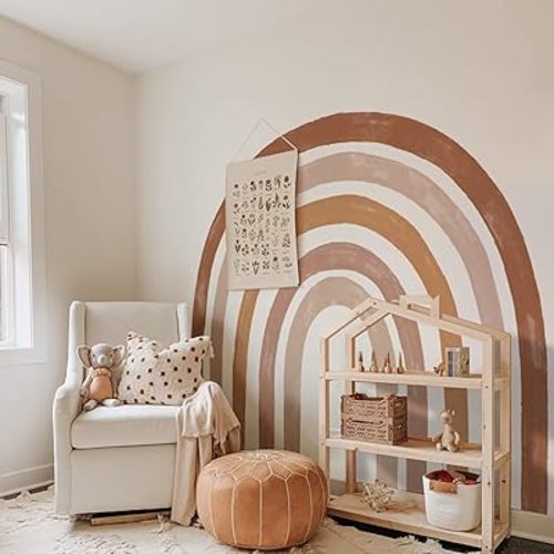 funlife Fabric Large Rainbow Wall Mural Stickers Peel and Stick, Precut Rainbow Wall Decals for Girls Bedroom, Watercolor Boho Rainbow Wallpaper Decor for Kids Nursery Room Playroom, 78.74" x 68.90"