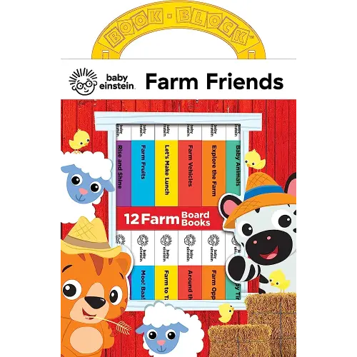 Baby Einstein - Farm Animals My First Library 12 Board Book Set - First Words, Opposites, and More Baby Books - PI Kids