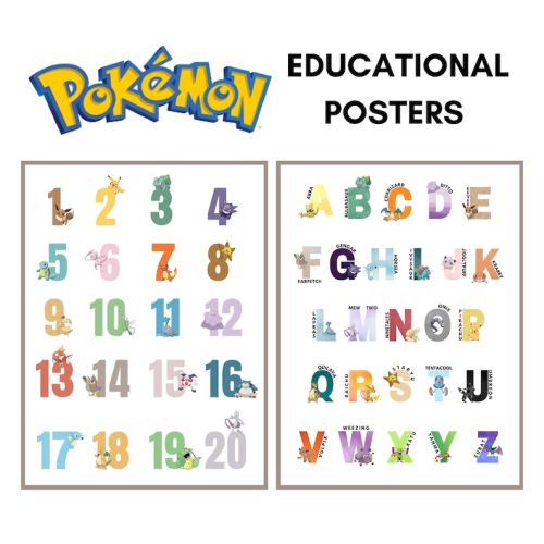 Pokemon Educational Poster Printables, Educational Pokemon PRINTABLE Wall Art for Nursery, School, Bedroom, Back to School, Pokemon Gift - Etsy