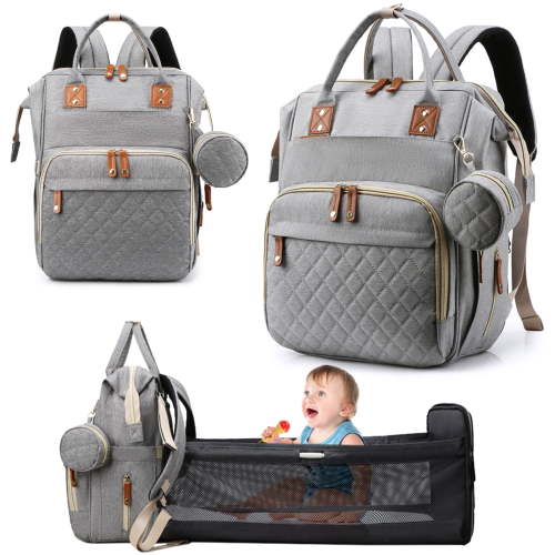 IsEasy Multifunction Large Diaper Bag with Insulated Pockets, Gray