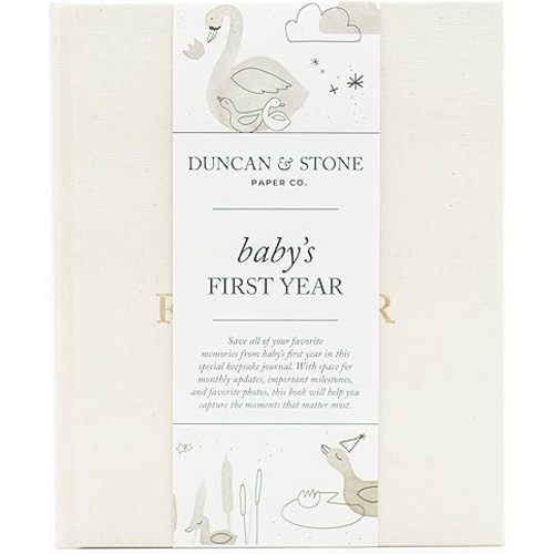 Baby First Year Book (Cream, 112 Pages) - Memory & Milestone Baby's First Year Photo Album from Pregnancy to First Year – Baby Book Keepsake Gift