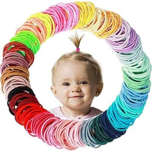 200PCS Small Hair Ties,No Crease Baby Hair Ties,Elastic Hair Ponytail Holder Hair Accessories for Baby Girls Infants Toddlers Kids