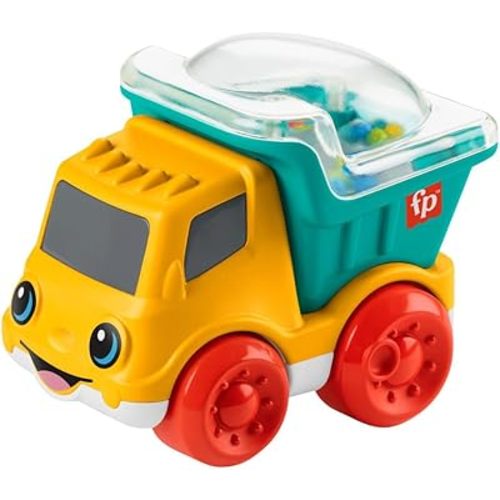 Fisher-Price Baby Toy Poppity Pop Dump Truck Push-Along Vehicle with Fine Motor Activities For Infants Ages 6+ Months