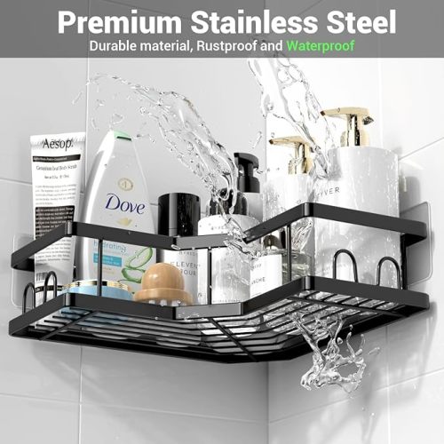 Corner Shower Caddy Bathroom Organizer Adhesive Shower Rack Bathtub Shelves - 3Pack No Drilling Shower Shelf for Inside Shower - Rustproof Bath Tub Organizer