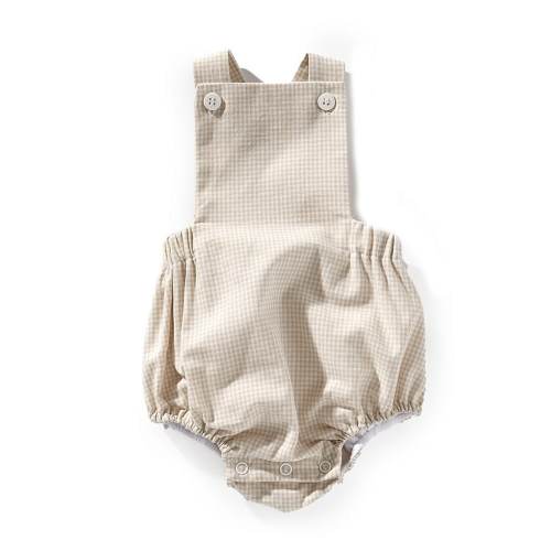 Edgehill Collection x Kristin Ellen Hockman Baby Boys Alfie Tan Gingham Sunsuit Bubble