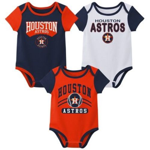MLB Houston Astros Infant Boys' 3pk White Bodysuit - 12M: Sports Team Logo Knit