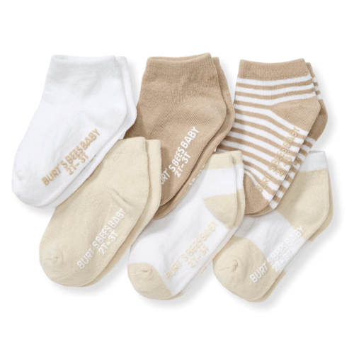 Solid & Stripes Organic Cotton Baby Ankle Socks 6 Pack - Oat – Burt's Bees Baby
