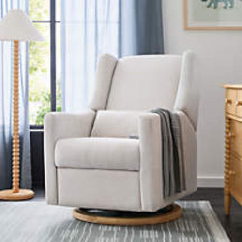 Babyletto Kiwi Ivory Boucle Nursery Power Glider Recliner Chair with Gold Base