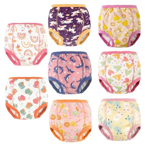 8 Packs Reusable Potty Training Underwear for Potty Training and Strong Absorbent Training Underwear for Girls 2t
