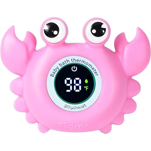 Baby Bath Thermometer,Baby Bath,Newborn Swimming Safety Toy,Bathtub Water Thermometer,Large Eyed Crab Toy Floating Water Temperature Gauge Baby Temperature Warning,Girl Baby Pink
