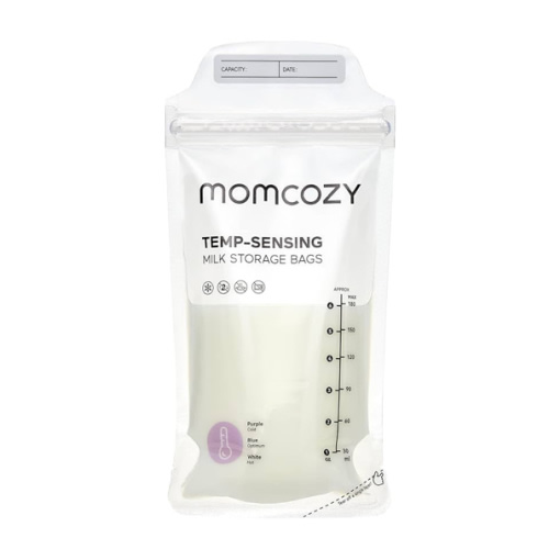 Momcozy Breastmilk Storing Bags, Temp-Sensing Discoloration Milk Storing Bags for Breastfeeding, Disposable Milk Storage Bag with 6 Ounce Self Standing, No-Leak Milk Freezer Storage Pouches