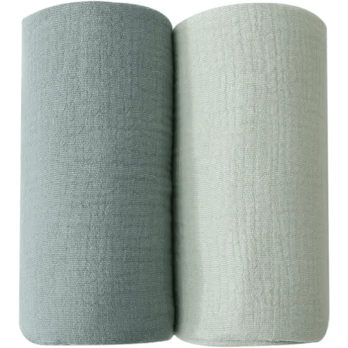 DaysU Muslin Baby Swaddle Blanket, Cotton Swaddling Blankets for Baby Boy and Girl, Nursery Skin-Friendly Baby Receiving Blanket for Newborns, Breathable Swaddle Wrap 2 Pack, 47”x47”-Dark+Light Green