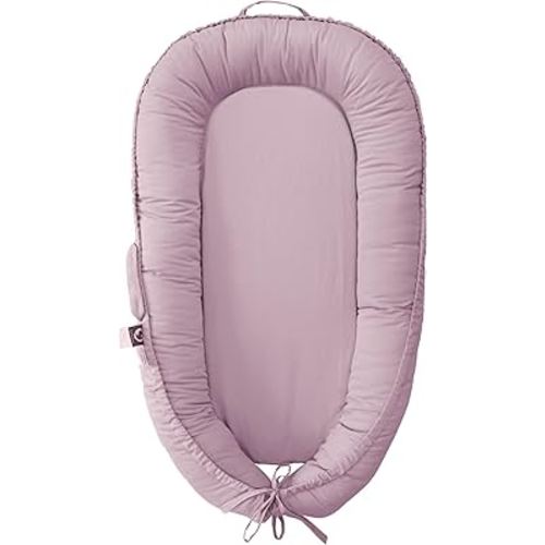 CooCooBaby Infant Lounger, Baby Nest Cover for Baby Girls & Boys, Newborn Essentials for Baby 0-18 Months, 100% Cotton Breathable (Lavender_Blush)