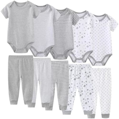JELYLOVE 10 Pack Baby Boy Girl Bodysuits And Pants Sets New Born Outfits
