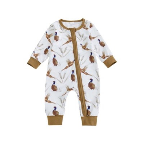 Juaugusep Newborn Baby Boy Girl Mallard Duck Romper Long Sleeve Zipper One Piece Jumpsuit Fall Clothes