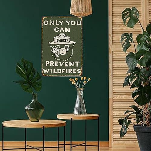 CCPARTON Vintage Metal Sign Smokey Bear Retro Metal Tin Sign Aluminum Sign for Home Coffee Wall Decor 8x12 Inch