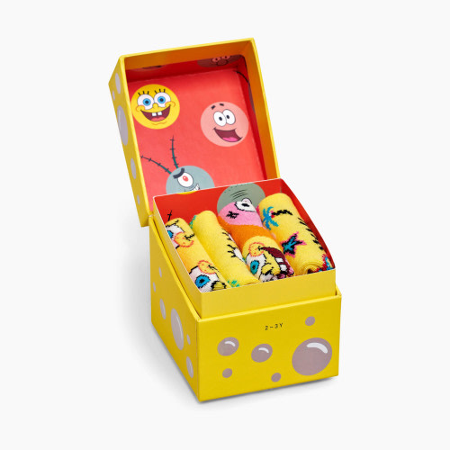Happy Socks Sponge Bob Socks 4 Pack Gift Box - Multi Color, 12-24M