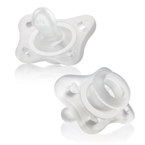 Chicco PhysioForma 100% Soft Silicone Mini One Piece Pacifier for Babies 0-2 Months | BPA & Latex Free | Reusable Sterilizing Case | 2pk