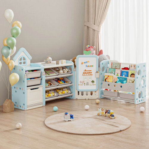 Zoomie Kids Foldable Kids Toy Storage Organizer ,With Removable Bins And 3-Tier Bookshelf For Kids Toy Storage Organizer With Drawing Board, Extra 3 Brushes & Reviews | Wayfair