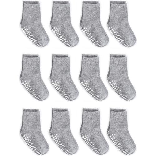 Zaples Grip Crew Socks with Non Slip/Anti Skid Soles for Baby Infants Toddlers Kids Boys Girls