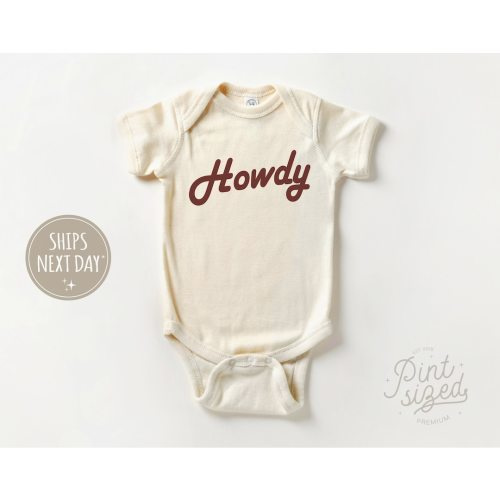 Howdy Baby Onesie® - Retro Cowboy Bodysuit - Country Natural Baby Onesie®