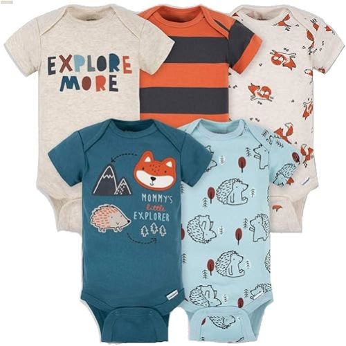 Gerber Baby Girls' 5-Pack Short Sleeve Variety Onesies Bodysuits