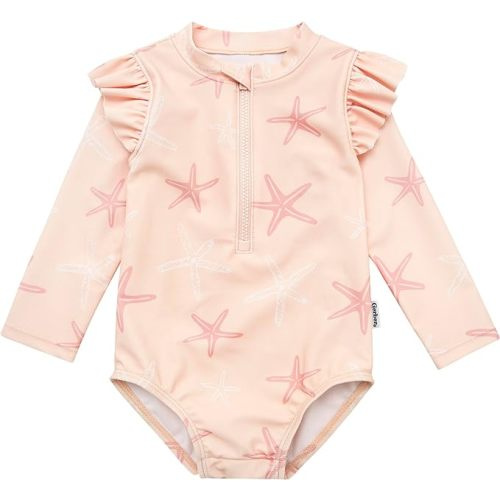 Gerber Baby-Girls Toddler Long Sleeve One Piece Rashguard Swimsuit