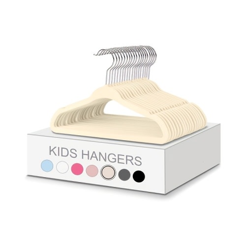 Set of 35 Premium Velvet Hangers for Babies, Measuring 11 Inches (Approximately 27.9 Cm), Designed to Prevent Slipping, Save Space, And Organize Clothing in a Wardrobe