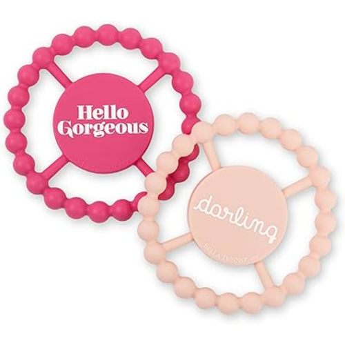 Bella Tunno Happy Teether – Soft & Easy Grip Baby Teether Toy, Silicone Teether Ring to Help Soothe Gums, Non-Toxic and BPA Free, Hello Gorgeous