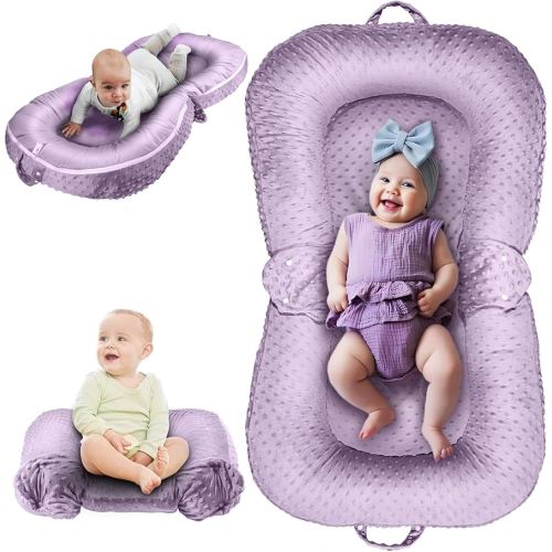 Baby Lounger Pillow 3-in-1 Infant Lounger Pillow for Newborn 0-24 Months, Portable Tummy Time Mat for Home and Travel, Breathable & Soft Baby Seat for Baby
