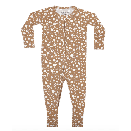 Camel Floral Zip Romper