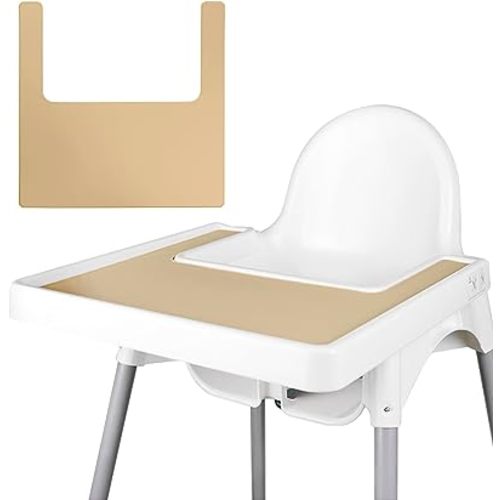 High Chair Placemat, Long Lasting High Chair Placemat Silicone, Clean and Hygienic, Suitable for IKEA Antilop Highchai, for Toddlers and Babies (Khaki)