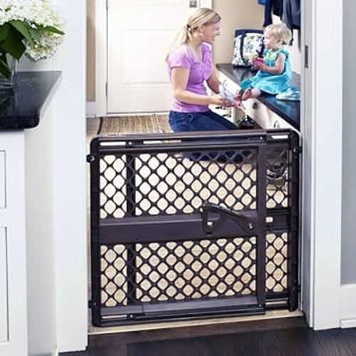 Toddleroo by North States 42” Wide Supergate Ergo Baby Gate, Made in USA: for doorways or stairways. includes Wall Cups. Pressure or Hardware Mount. 26” - 42” Wide(26" Tall,Espresso)
